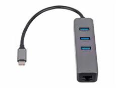 Akyga Hub USB type C - USB 3.0 3-port + Ethernet