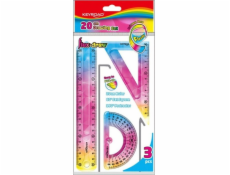 PBS Connect Flexibilní geometrická sada Keyroad Rainbow Deco pravítko 20cm, sada čtverec 18cm úhloměr 10cm p24