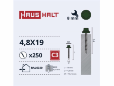 SAVISR 4,8X19 MET+EPDM RAL6020 (250-12)