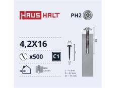Samořezné šrouby Haushalt, DIN 14566, 4,2 x 16 mm, 500 ks.