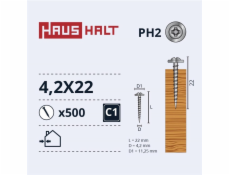 Samořezné šrouby Haushalt, DIN 14566, 4,2 x 22 mm, 500 ks.