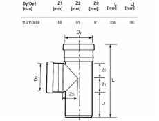 Venkovní drenážní tričko Wavin, O 110 / 110 mm, 88°