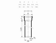 Vnitřní kanalizační potrubí Magnaplast, Skolan O110 mm, 1m