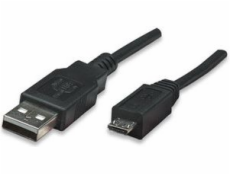 Manhattan USB-A - microUSB kábel 0,5 m čierny (325677)