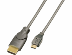 Lindy microUSB - HDMI USB kábel 2 m čierny (41567)