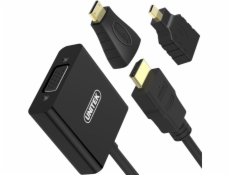 Unitek AV adaptér HDMI Micro - HDMI HDMI - D-Sub (VGA) + Jack 3,5 mm HDMI Mini - HDMI čierny (Y-6355)