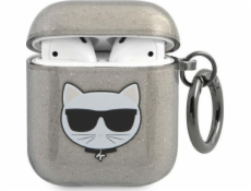 Karl Lagerfeld Ochranné púzdro KLA2UCHGK Glitter Choupette pre AirPods 1/2 šedé