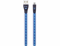 USB kábel 2GO 2GO USB Ladekábl-schwarz-mit blue LED-Beleuchtung 100cm