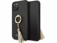 Guess Guess GUHCN58RSSABK iPhone 11 Pre čierno/čierne pevné puzdro Saffiano s krúžkovým stojanom