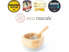 ECO RASCALS ECORASCALS Bambusová miska, tmavo šedá, s prísavkou a lyžičkou jednej veľkosti