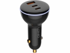 LDNIO nabíjačka LDNIO C102 autonabíjačka, USB + 2x USB-C, 160W + USB to Lightning kábel (čierny)