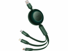 Baseus USB-A - USB-C + microUSB + Lightning USB kábel 1,1 m zelený (BSU3358GRN)
