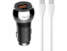 LDNIO nabíjačka LDNIO C1 nabíjačka do auta USB, USB-C + USB-C - USB-C kábel