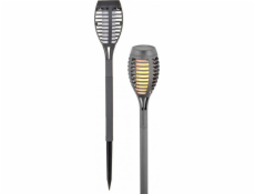 Solárna lampa Saska Garden Torch s tancujúcimi plameňmi 12 SMD LED, sivá