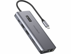 Choetech USB HUB adaptér 12v1 Choetech HUB-M26 USB-C na USB-C+ USB-A+ HDMI+ VGA+ AUX+ SD+ TF (sivá)