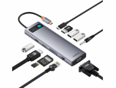 USB HUB Baseus Hub 11v1 Baseus StarJoy Metal Glam Series, USB-C na HDMI + VGA + 3 x USB 3.0 + USB 2.0 + USB-C PD + RJ45 + SD/TF +3,5 mm