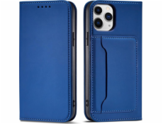 Puzdro Hurtel Magnet Card Case pre iPhone 12 Pro Max, kryt, peňaženka na karty, stojan na karty, modrá