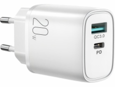 Joyroom nabíjačka Joyroom rýchla USB-A QC3.0 / USB-C PD 20W nástenná nabíjačka biela (L-QP2011)