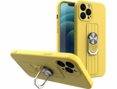 Silikónové puzdro Hurtel Ring Case s držiakom na prst a stojanom pre iPhone 12 Pro Max žlté