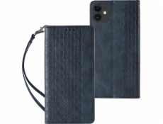 Puzdro Hurtel Magnet Strap Case na peňaženku iPhone 13 + mini prívesok na šnúrku modrý