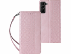 Puzdro Hurtel Magnet Strap Case pre Samsung Galaxy S22+ (S22 Plus) Kryt na peňaženku + Mini Lanyard Pendant Pink