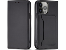 Hurtel Magnet Card Case Kryt púzdra iPhone 14 Pro s chlopňovým stojanom na peňaženku čierny