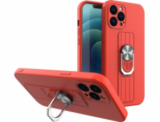 Silikónové puzdro Hurtel Ring Case s držiakom na prst a stojanom pre iPhone 13 Pro Max červené