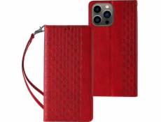 Hurtel Magnet Strap Case Case pre iPhone 13 Pre Wallet Cover + Mini Lanyard Pendant Red