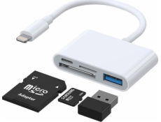 Hub joyorom joyorom čítať multifunkčný adaptér OTG Lightning - USB 3.2 Gen 1 (3.0, 3.1 Gen 1) / SD Card Reader, TF / Lightning White (S -H142 WHITE)