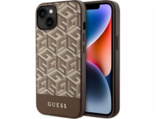 Guess Guess GCube Stripes MagSafe – púzdro na iPhone 14 (hnedé)