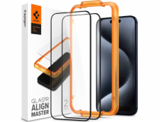 Spigen Glass TR AlignMaster 2 Pack, FC Black - iPhone 15 Pro