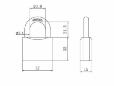 ZÁMEK KLÍČE ŠEDÝ 38/40MM HG340 (12/144)