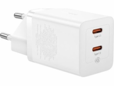 Baseus nabíjačka Baseus GaN5 40W nástenná nabíjačka, 2x USB C (biela)