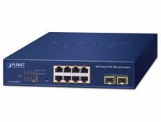 Planet GS-2210-8P2S WEBsmart L2 switch, 8x1Gb, 2x1Gb SFP, 8x PoE 802.3at 120W, QoS