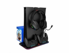 CANYON multifunkční chladící stojan pro PS5, nabíjení 2 PS5 ovladačů, RGB podsvícení, černý