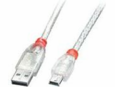 Lindy USB-A - miniUSB USB kabel 2 m průhledný (41783)