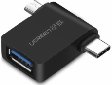 Ugreen microUSB USB adaptér – USB + USB-C černý (30453)