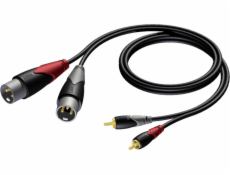 Procab XLR x2 - RCA (Cinch) x2 kabel 3m černý (CLA701/3)