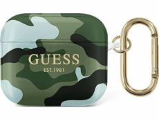 Ochranné pouzdro Guess GUA3UCAMA Camo Collection pro AirPods 3 zelené