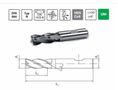 Fréza čelní fanar NFPA FI 5.0 13/57 Z4 HB6 HSSE DIN 844 - M2-120518-0050