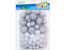 Craft with Fun CF POMPON DECKORATION 50KS/MIX WHITE GROSS 12/144