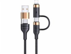 Usams USB-A – USB-C + Lightning kabel 1,2 m černý (Usa001137)