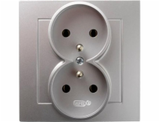 Ospel Double Socket Z/U KPL Silver AS OSPEL