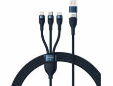 Baseus USB kabel USB-A + USB-C - USB-C + microUSB + Lightning 1,2 m tmavě modrá (CASS030103)