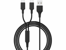 Smrter USB kabel USB-A – 2x USB-C 1,2 m černý (SMRTER_HYDRA_DUO_C_BK)