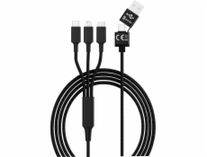 USB kabel USB-A + USB-C - USB-C + microUSB + Lightning 1,2 m černý (SMRTER_HYDRA_ULT_BK)