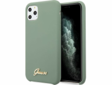 Pevné pouzdro Guess Guess GUHCN58LSLMGKA iPhone 11 Pro khaki silikonové Vintage zlaté logo