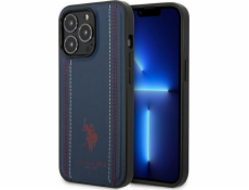 Pouzdro US POLO US Polo pro iPhone 14 Pro 6.1 tmavě modrá/námořnická modrá Leather Stitch