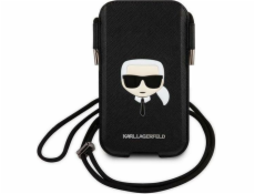 Karl Lagerfeld Karl Lagerfeld kabelka KLHCP12LOPHKHK 6,7 palcový černý/černý pevný kufr Saffiano Ikonik Karl`s Head