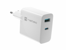 NATEC USB Charger Ribera GaN USB-A+USB-C Power Delivery 65W white
